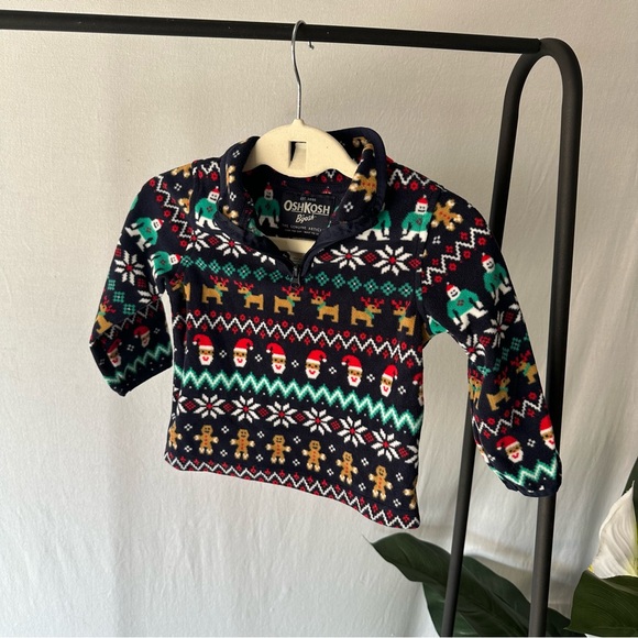 Osh Kosh B’Gosh Holiday Christmas 1/4 Zip Fleece Pullover Sweater / 18Months - Picture 2 of 3